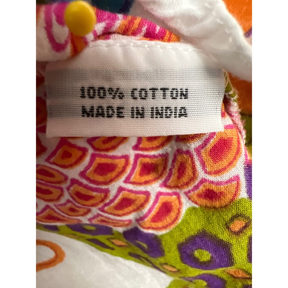 KikiSol Button Down Shirt Womens Large White Multicolor Floral Cotton Boho L/S - Picture 3 of 9